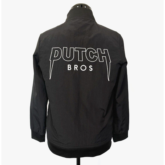 Dutch Bros Coffee Full ZipUp Bomber Jacket Black Size Small Embroidered Logo - Picture 3 of 8